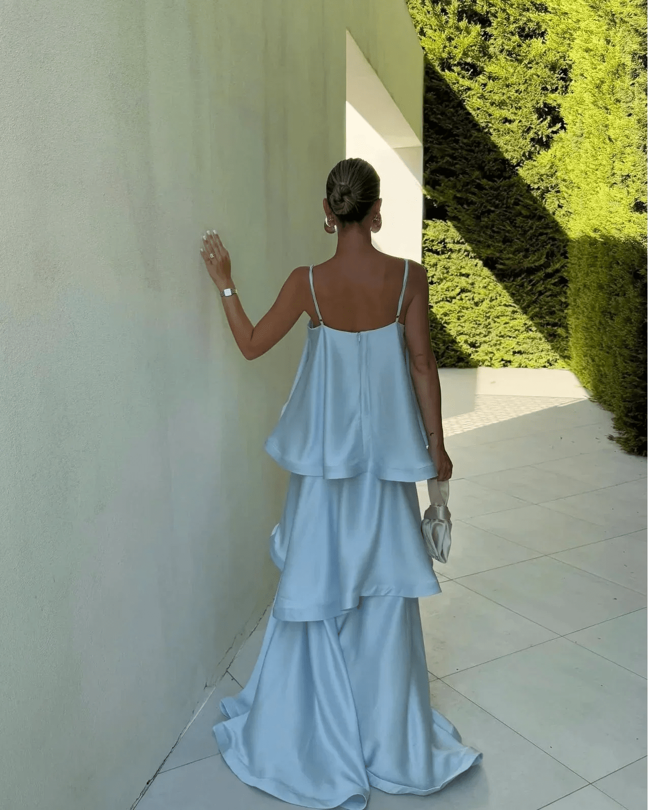 SOERA Nadia Tiered Ruffle Satin Maxi Dress - Dress - SOERA-288579-BLU-M-56771 Blue M