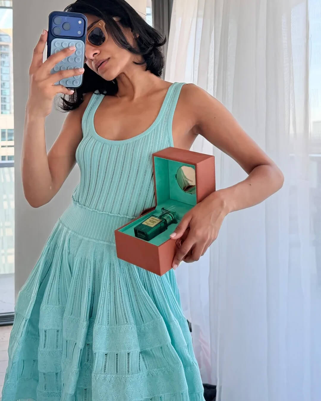 SOERA Alicia Knitted Sling Mini Dress - Dress -  Teal M