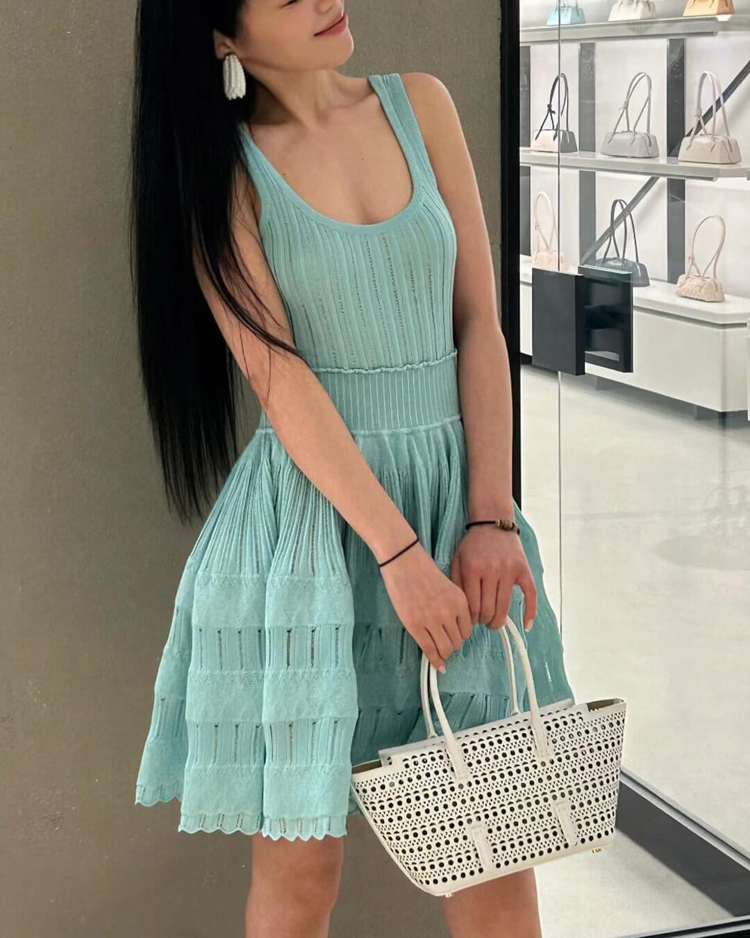 SOERA Alicia Knitted Sling Mini Dress - Dress -  Teal S