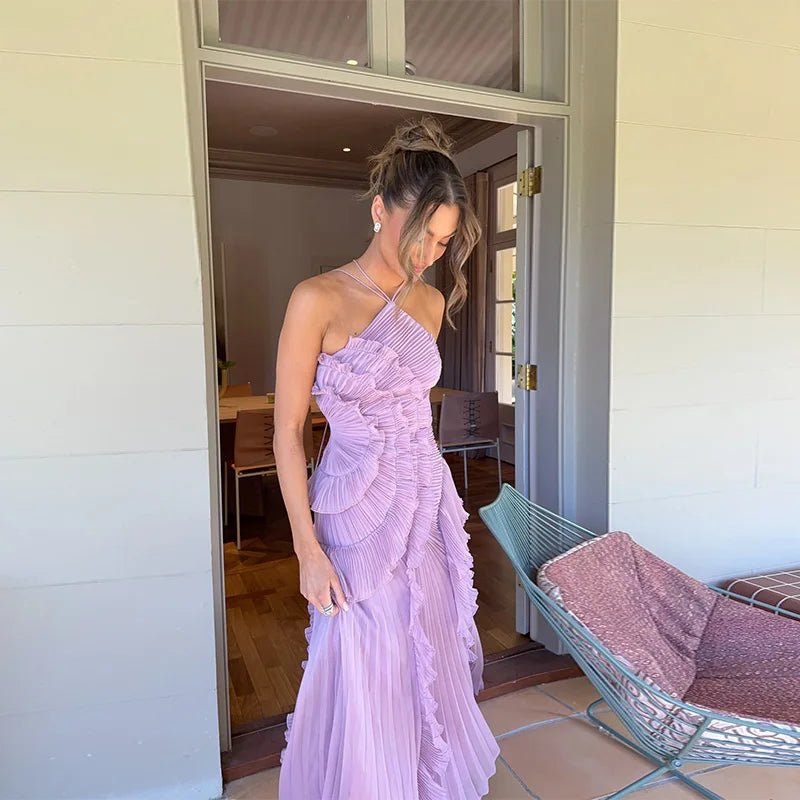 SOERA Beatrice Halter A - Line Evening Gown - Dress -  Purple L