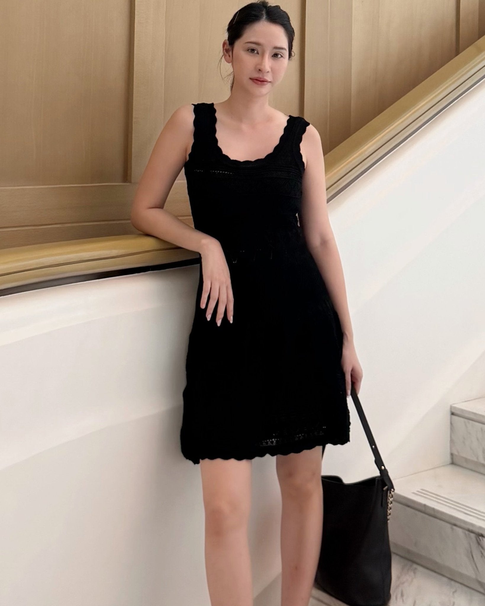 SOERA Celeste Hollow - Out Knitted Midi Dress - Dress -  Black M