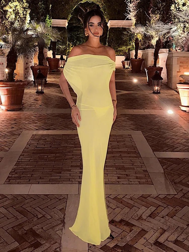 SOERA Iris Backless Mesh Maxi Dress - Dress - SOERA-615875-YEL-M-27971 Yellow M
