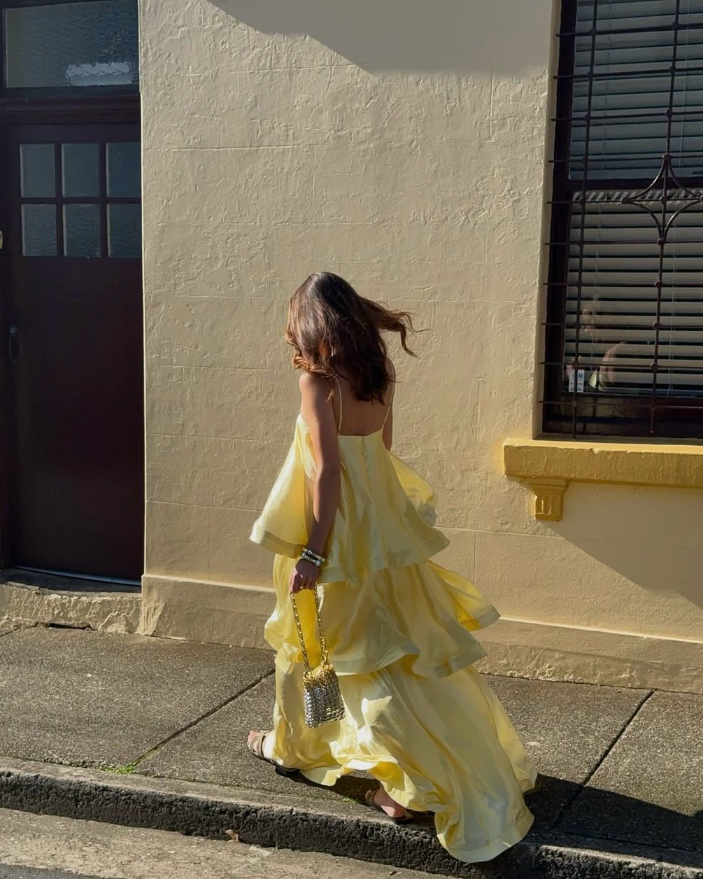 SOERA Nadia Tiered Ruffle Satin Maxi Dress - Dress - SOERA-288579-YEL-S-87843 Yellow S