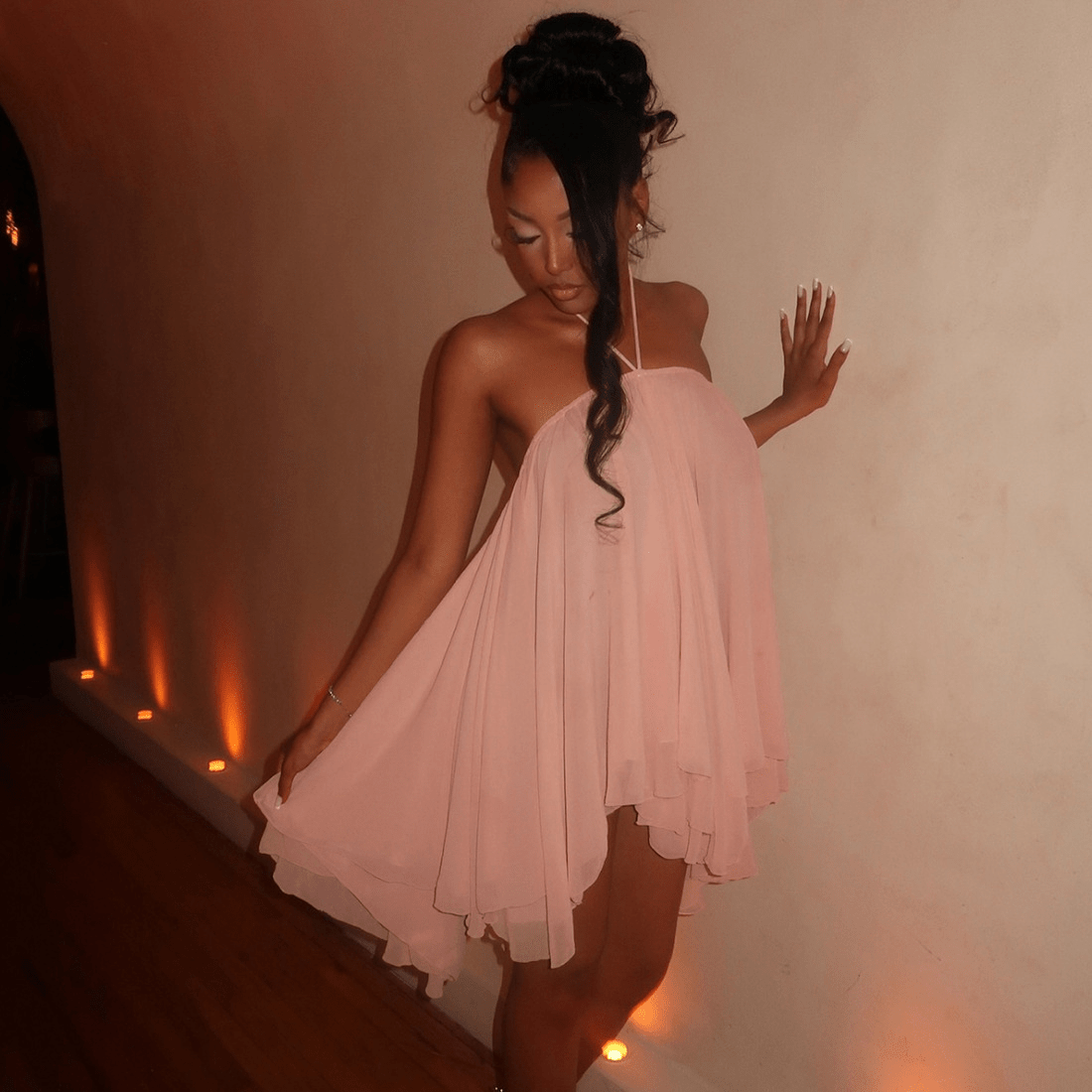 SOERA Sienna Backless Halter Mini Dress - Dress - SOERA-012227-DEF-OS-86248 Pink S
