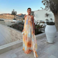 Sophia Halter Neck Lace-Up Maxi Dress