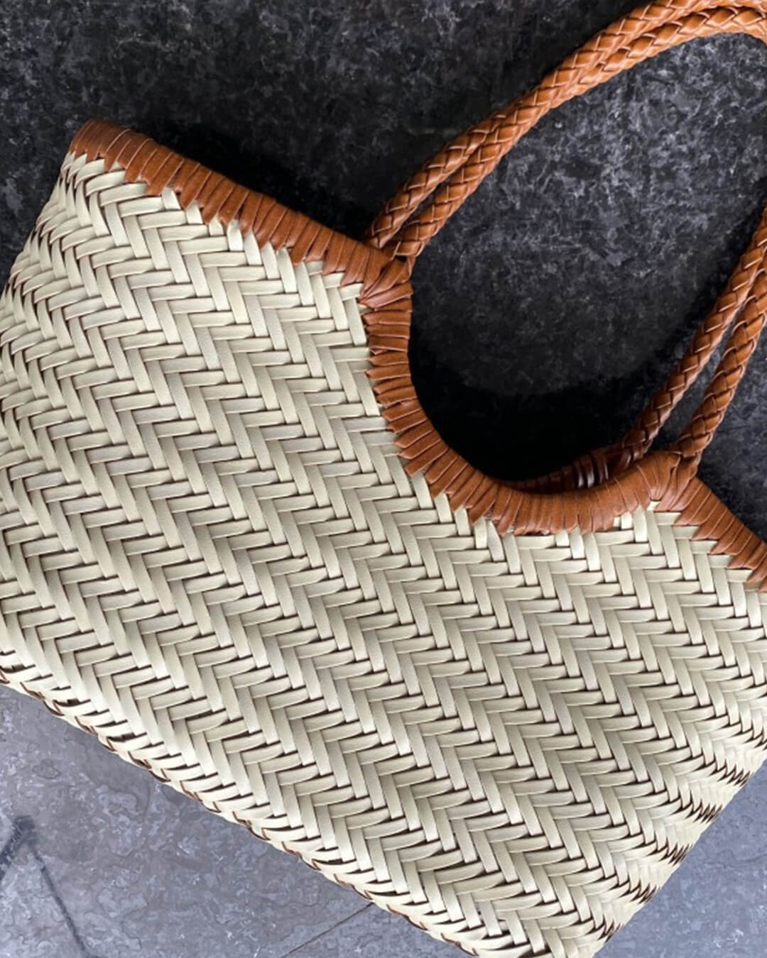SOERA Bianca Handwoven Leather Tote Bag - Handbags -  Off - White Small