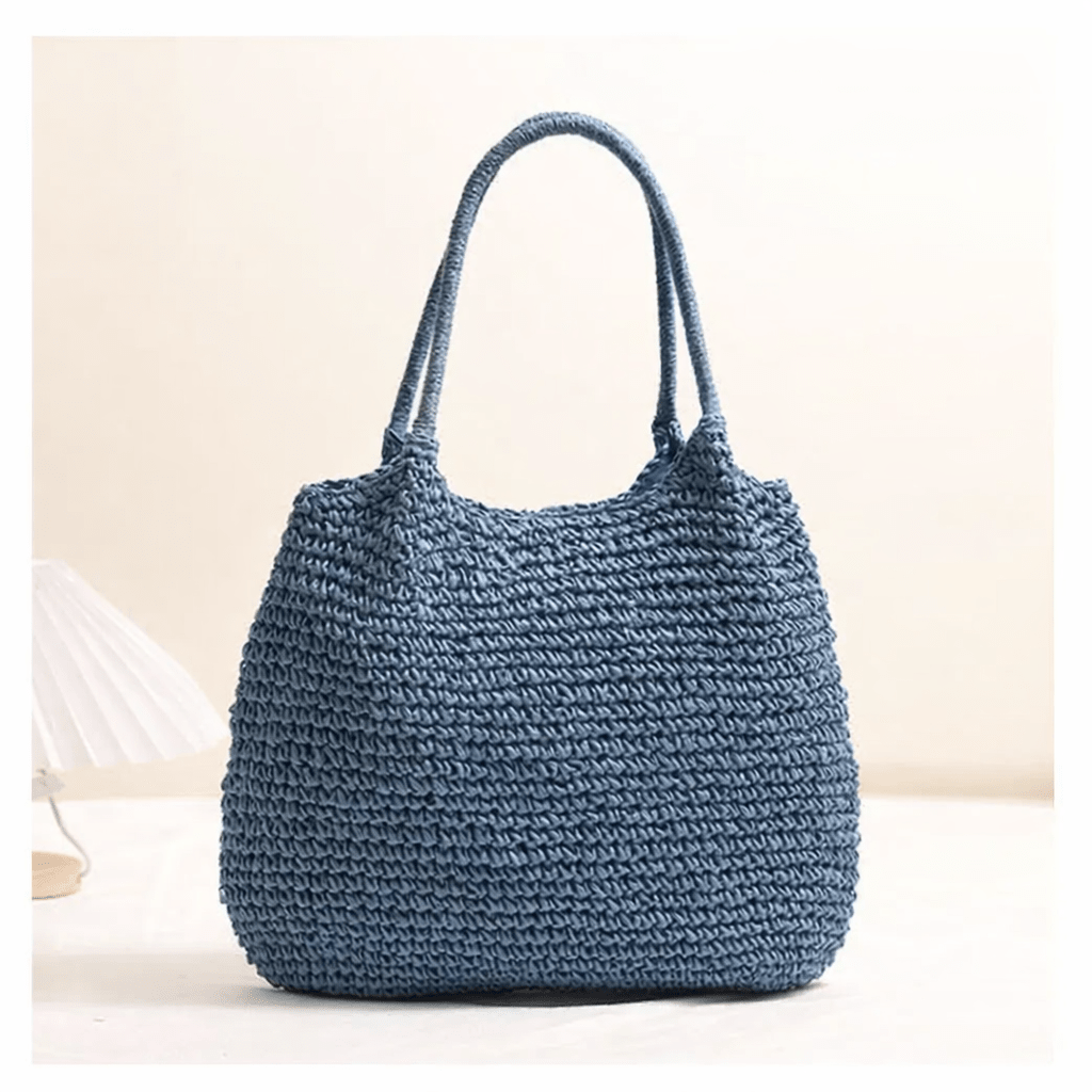 SOERA Brielle Woven Straw beach Tote Bag - Handbags -  Blue