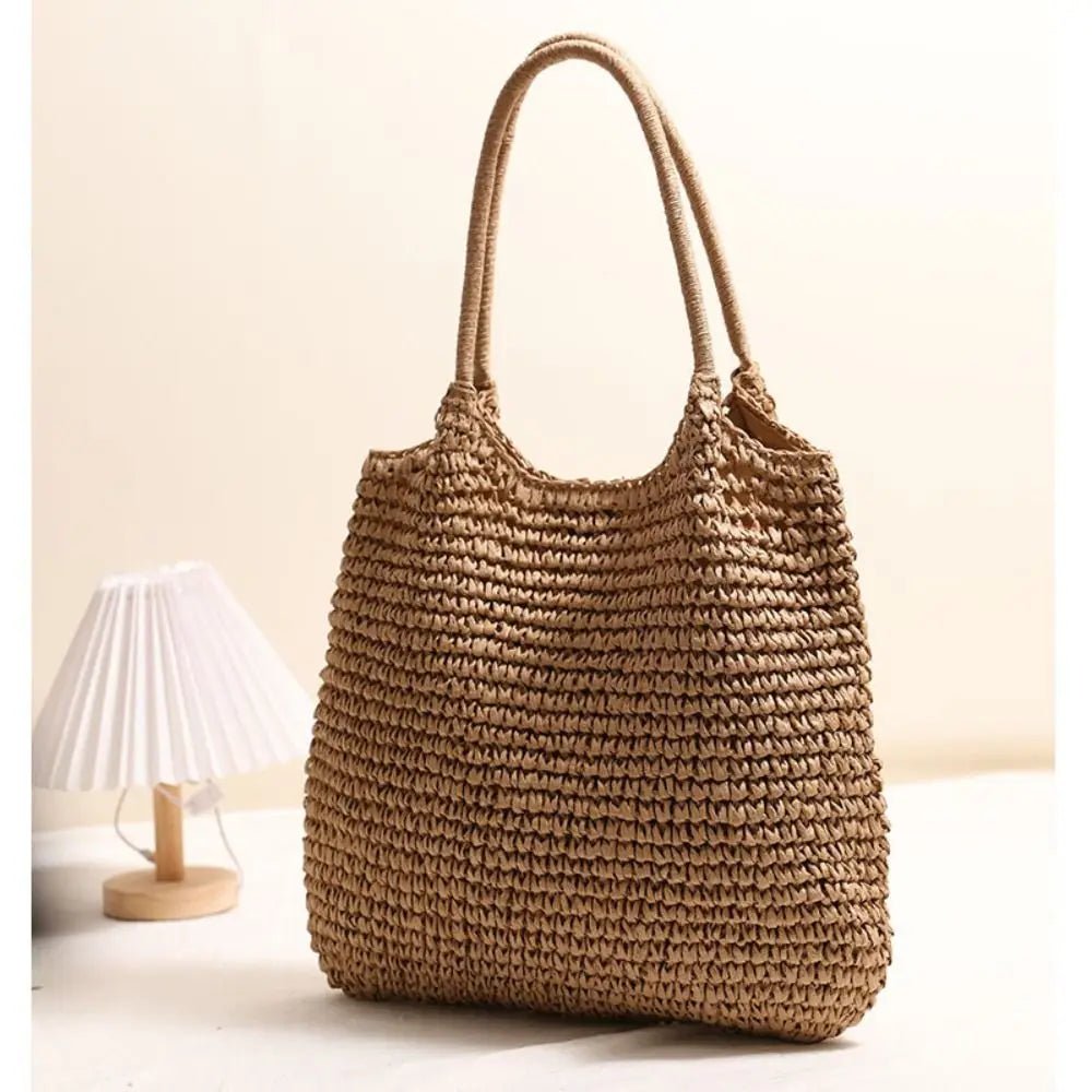 SOERA Brielle Woven Straw beach Tote Bag - Handbags -  Brown