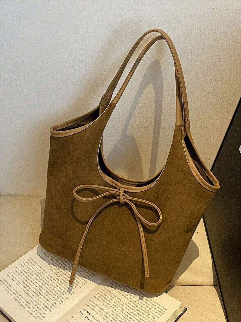 SOERA Florence Suede Bow Bag - Handbags - Soera-Bow-Bag/Coffee Brown Regular