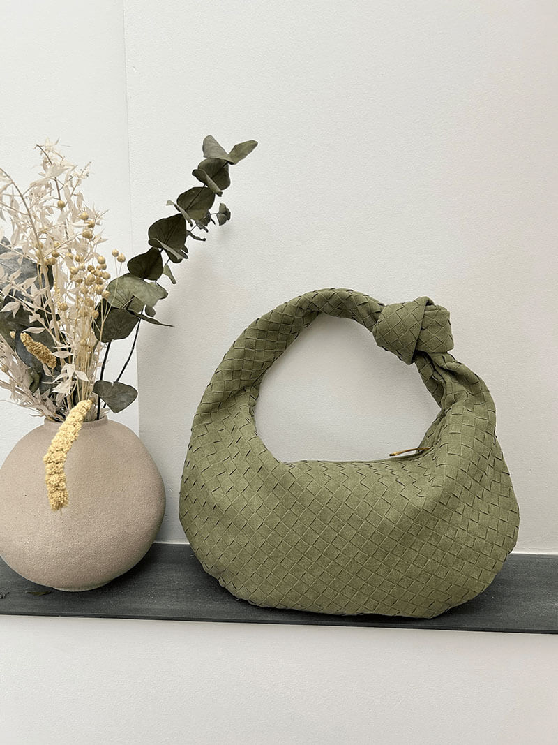 SOERA Woven bag medium suede - Handbags - DBAD2-WK285003 Coffee