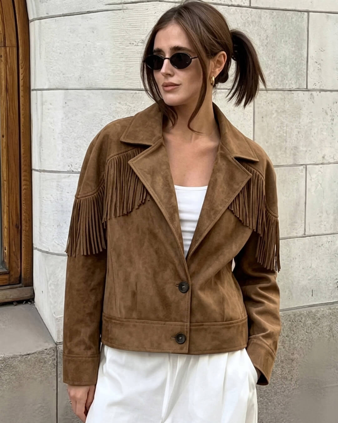 SOERA Alicia Suede Lapel Cropped Jacket - Jacket - SOERA-746819-BRO-M-24163 M