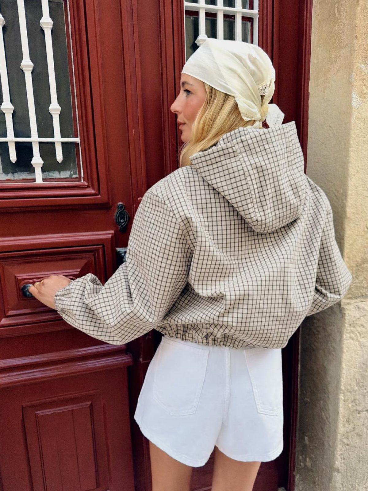 Daniela Karierte Kapuzen-Kurzjacke