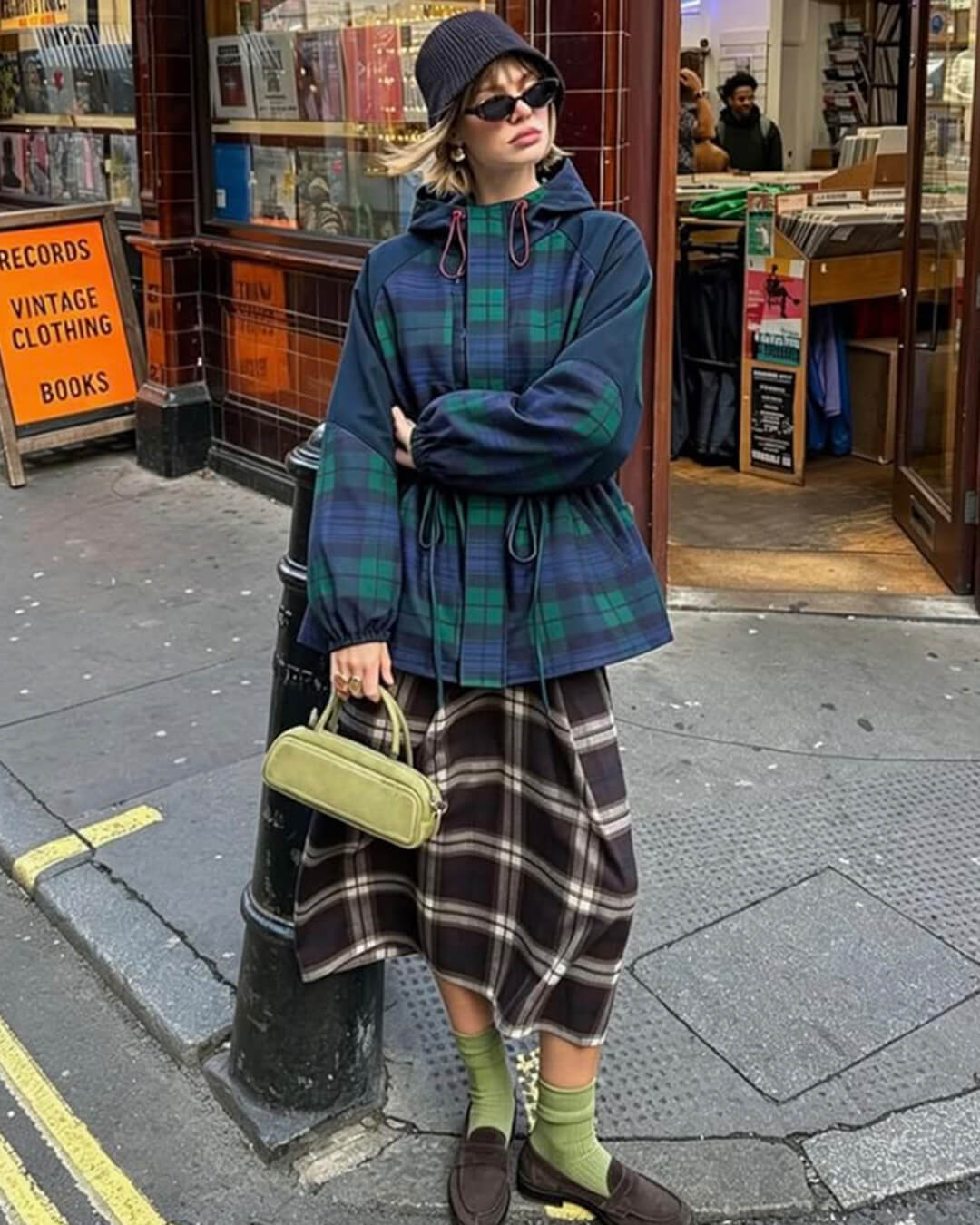 SOERA Emma Oversized Plaid Lace-Up Jacket - Jacket - SOERA-548931-GRI-L-59779 L