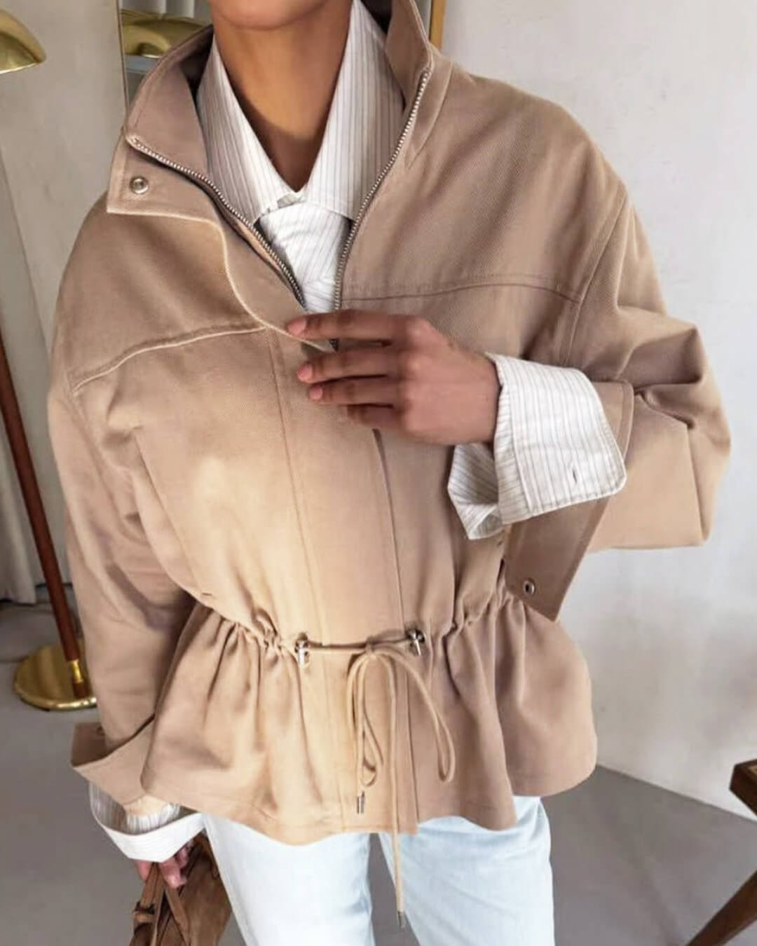SOERA Esther Stand Collar Jacket - Jacket - SOERA-381763-KHA-L-21987 Beige L