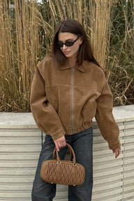 Genoveva Faux Suede Zip Relaxed Jacket