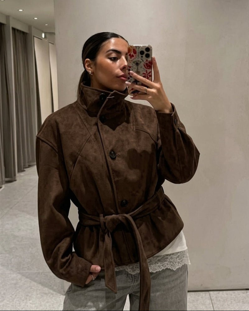SOERA Rebecca Faux Suede Lace Up Jacket - Jacket - SOERA-551747-BRO-XS-42947 Brown XS