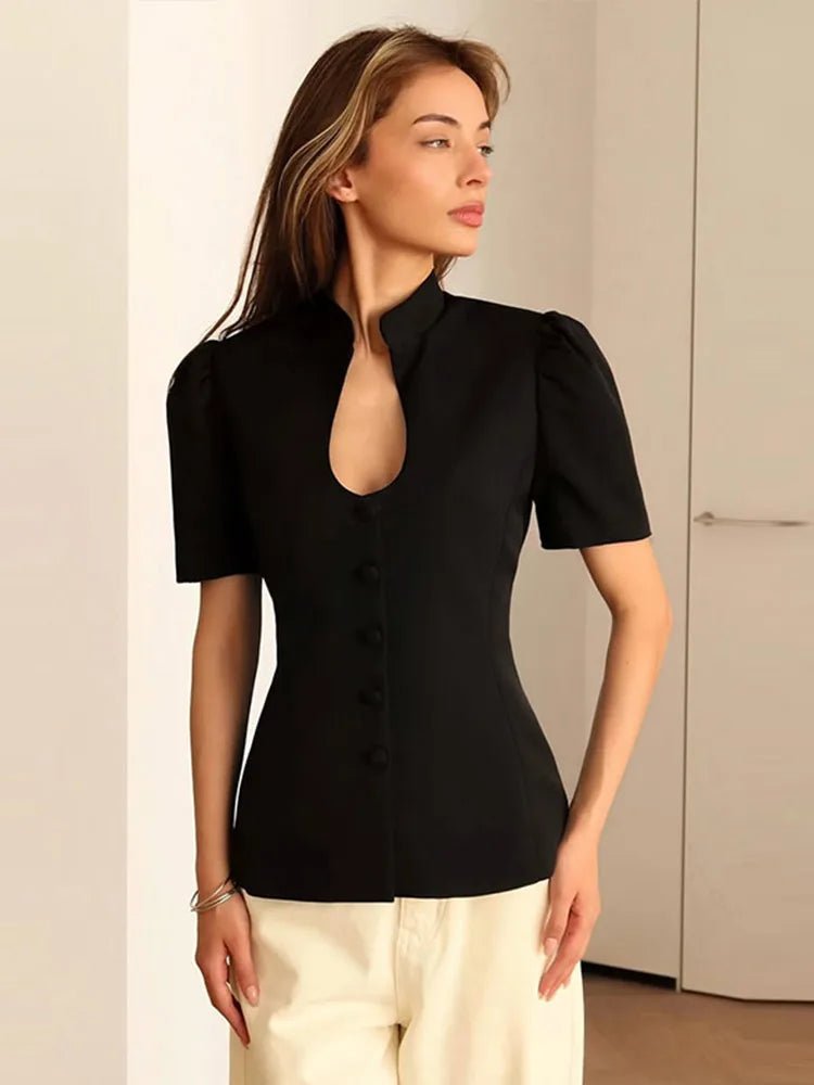 SOERA Collette Stand Collar Top - Jackets - 1005009249508234-;zK1773648365519301212 Black M