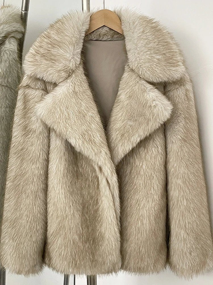 SOERA Darcy Mid - Length Fluffy Jacket - Jackets - 3256809290568356-;wl1763625122521634450 Beige S