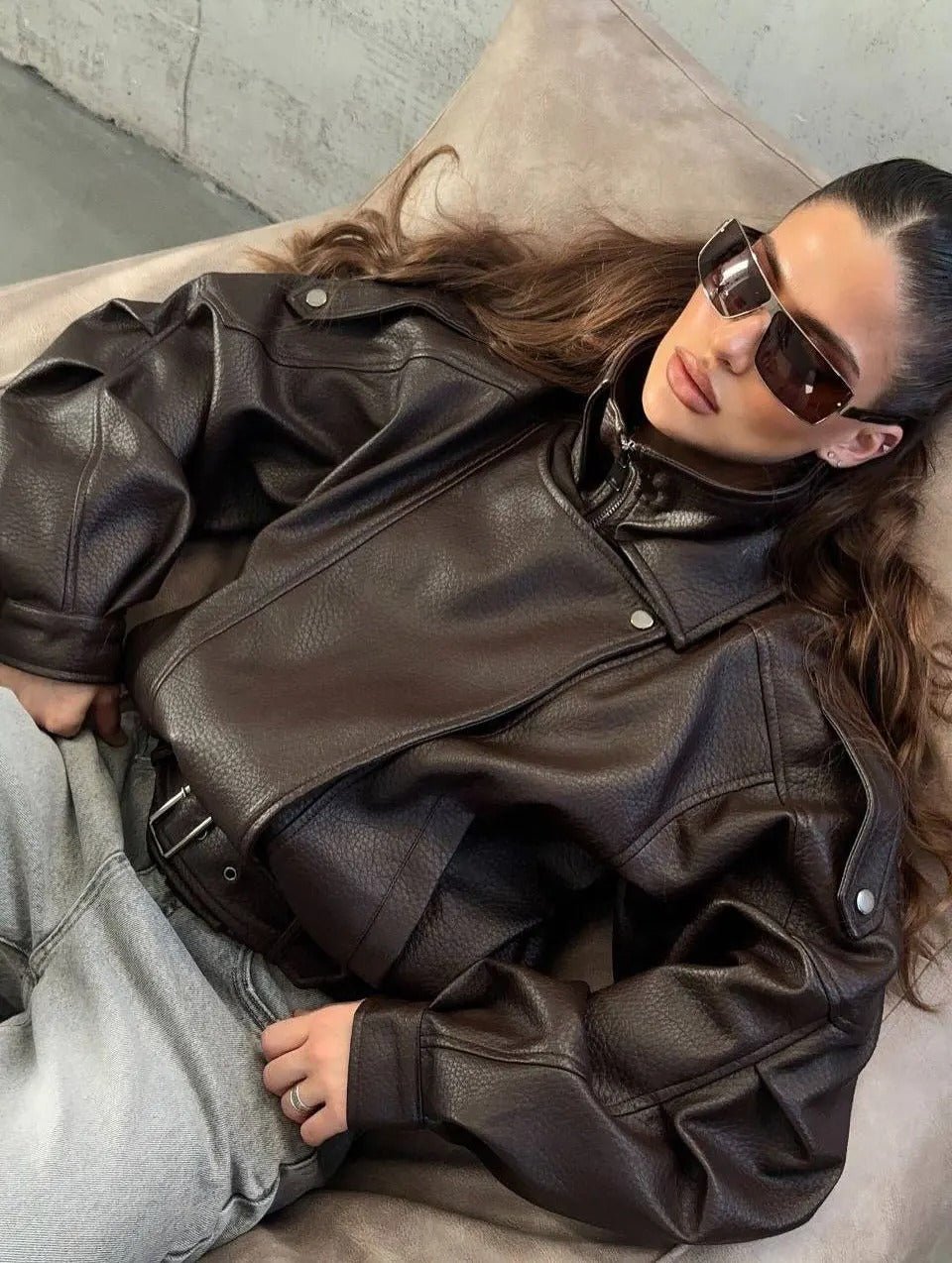 Denise taillierte Jacke aus veganem Leder