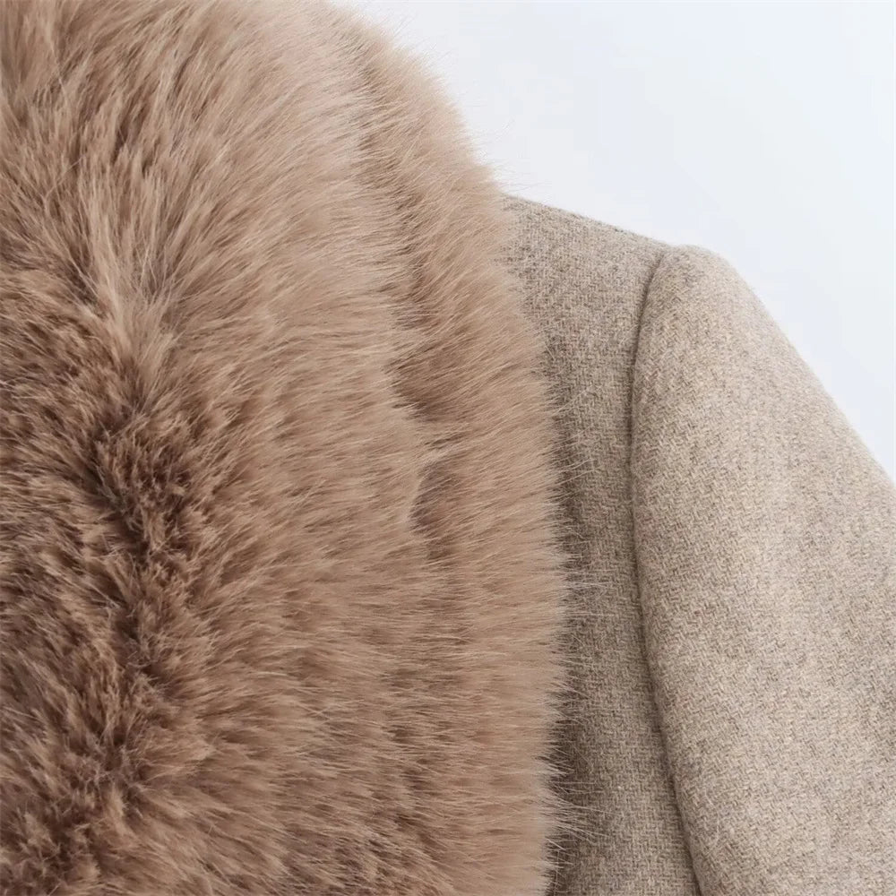 SOERA Flora Faux Fur Collar Maxi Coat - Jackets - 1005008156822535-;bU1764102180811305854 Beige L