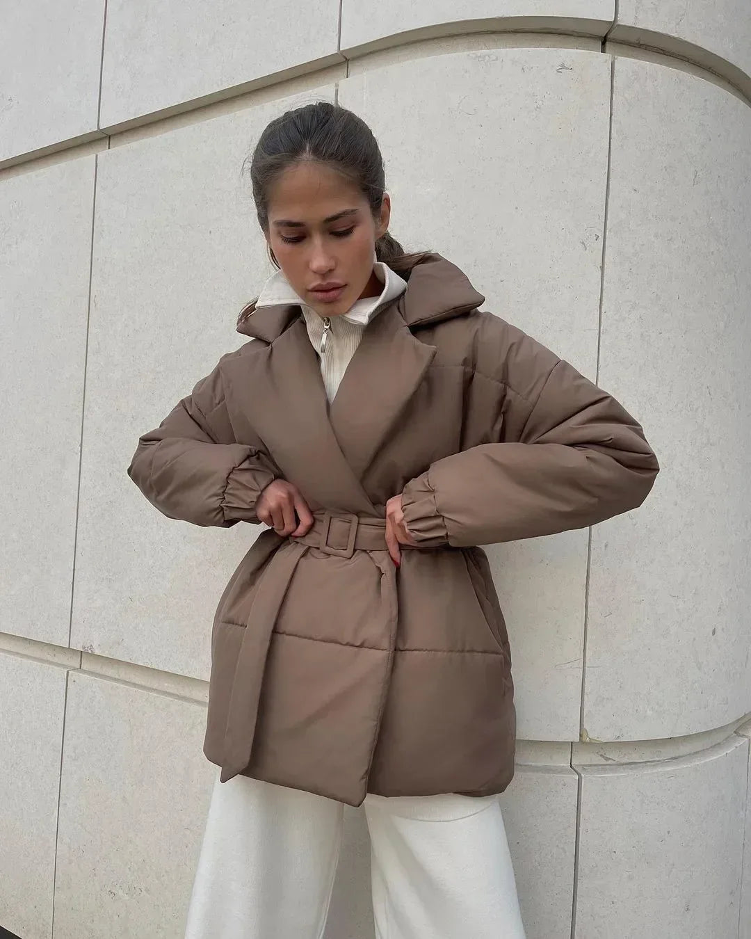 SOERA Jaime Belted Puffer Jacket - Jackets - 1005007472734778-;Br1766488746263140435 Brown S