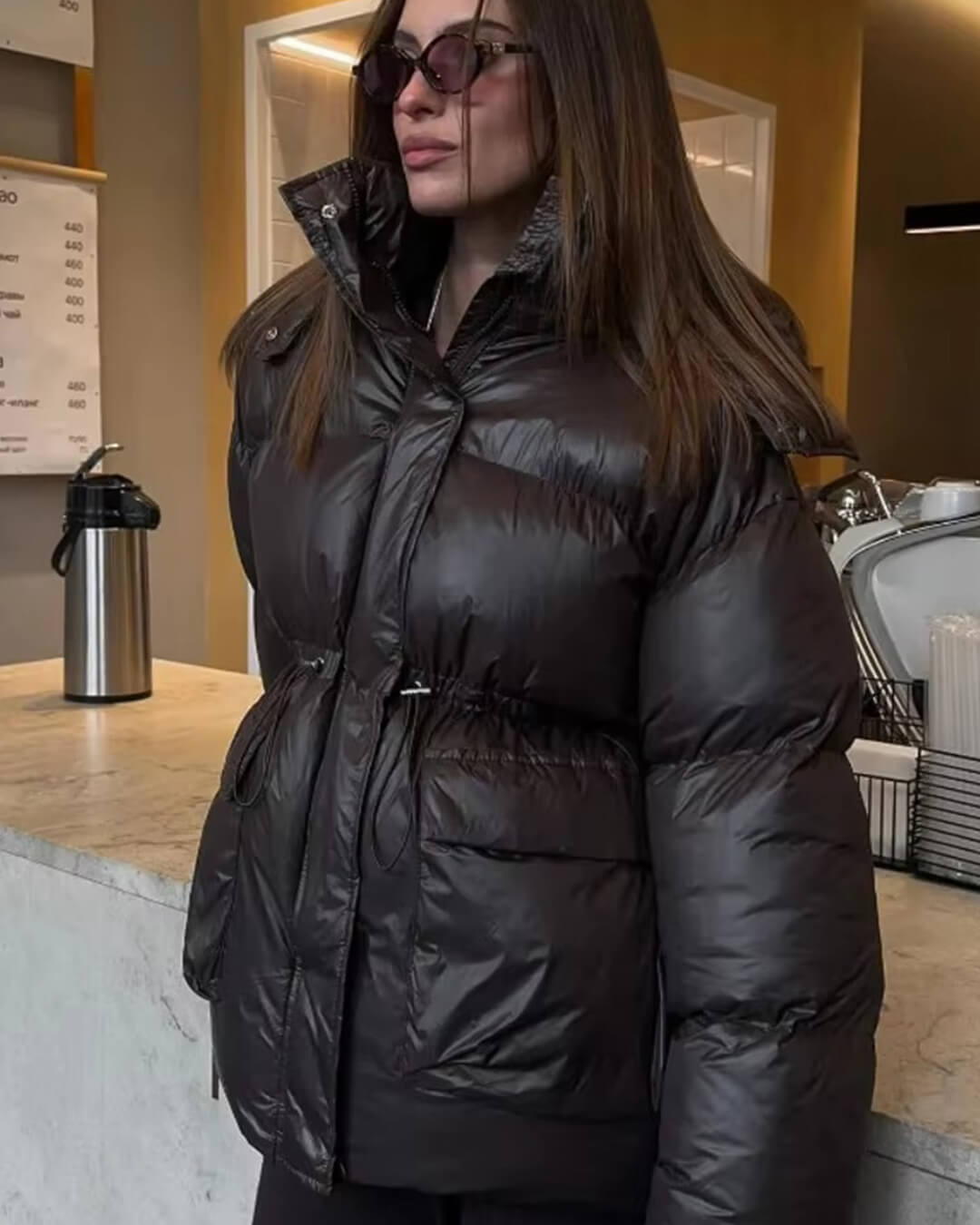 SOERA Jillian Glossy Puffer Jacket - Jackets -  Chocolate S