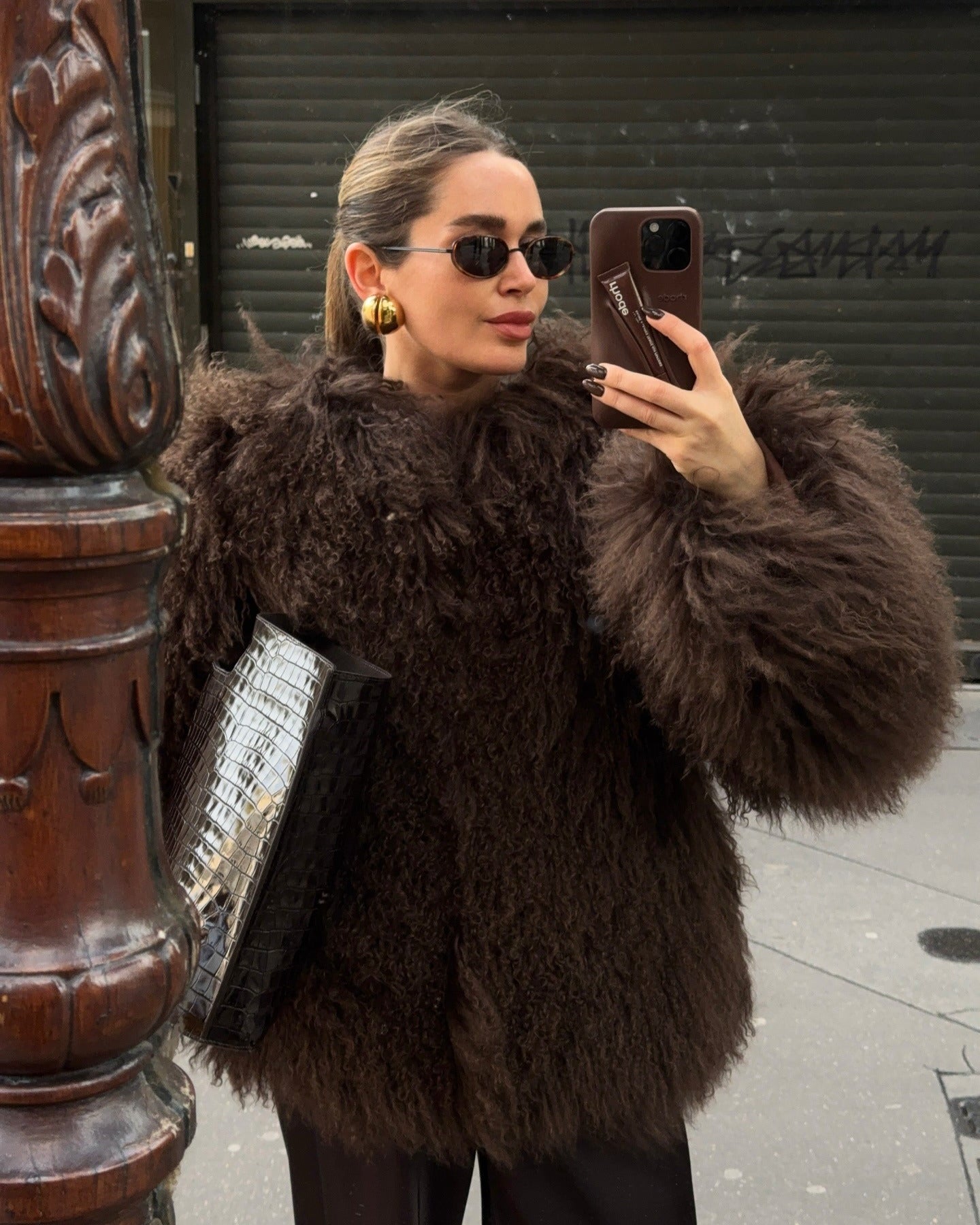 SOERA Liza Fuzzy Faux Fur Coat - Jackets - Ay1764442362180330854 Dark Brown XS