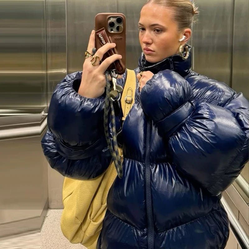 SOERA Olivia Shiny Puffer Jacket - Jackets - 3256809740158148-;hZ1762946091734341759 Blue S