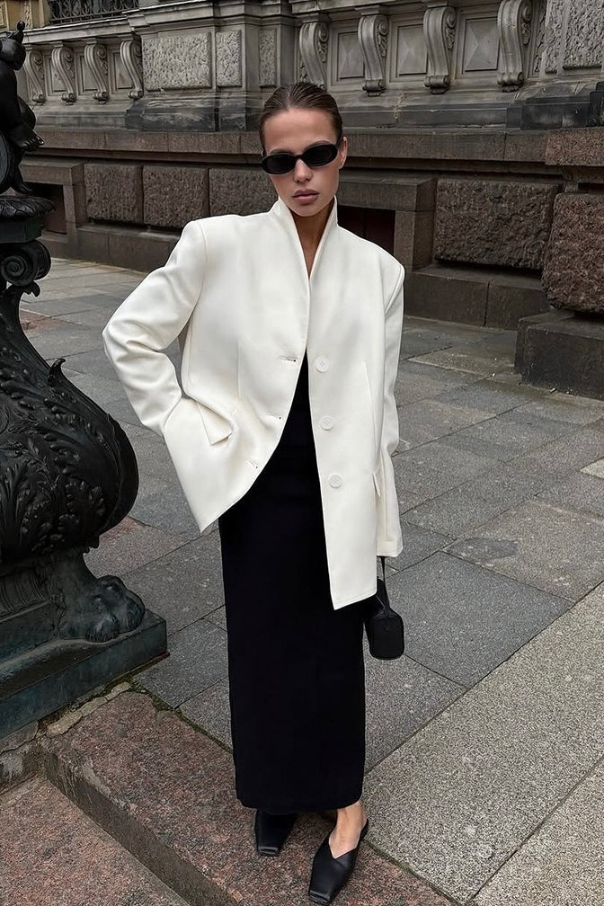 SOERA Roxie Stand Collar Blazer - Jackets - Hb1770276357223871682 White M