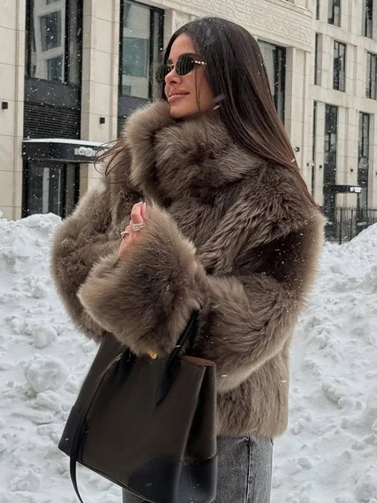 SOERA Thalia Faux Fur Coat - Jackets - 3256809489003240-;xg1765938875055641096 M Brown