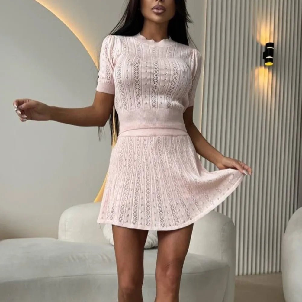 SOERA Beatrice Two - Piece Short Skirt Suit Set - Matching Sets -  Pink S
