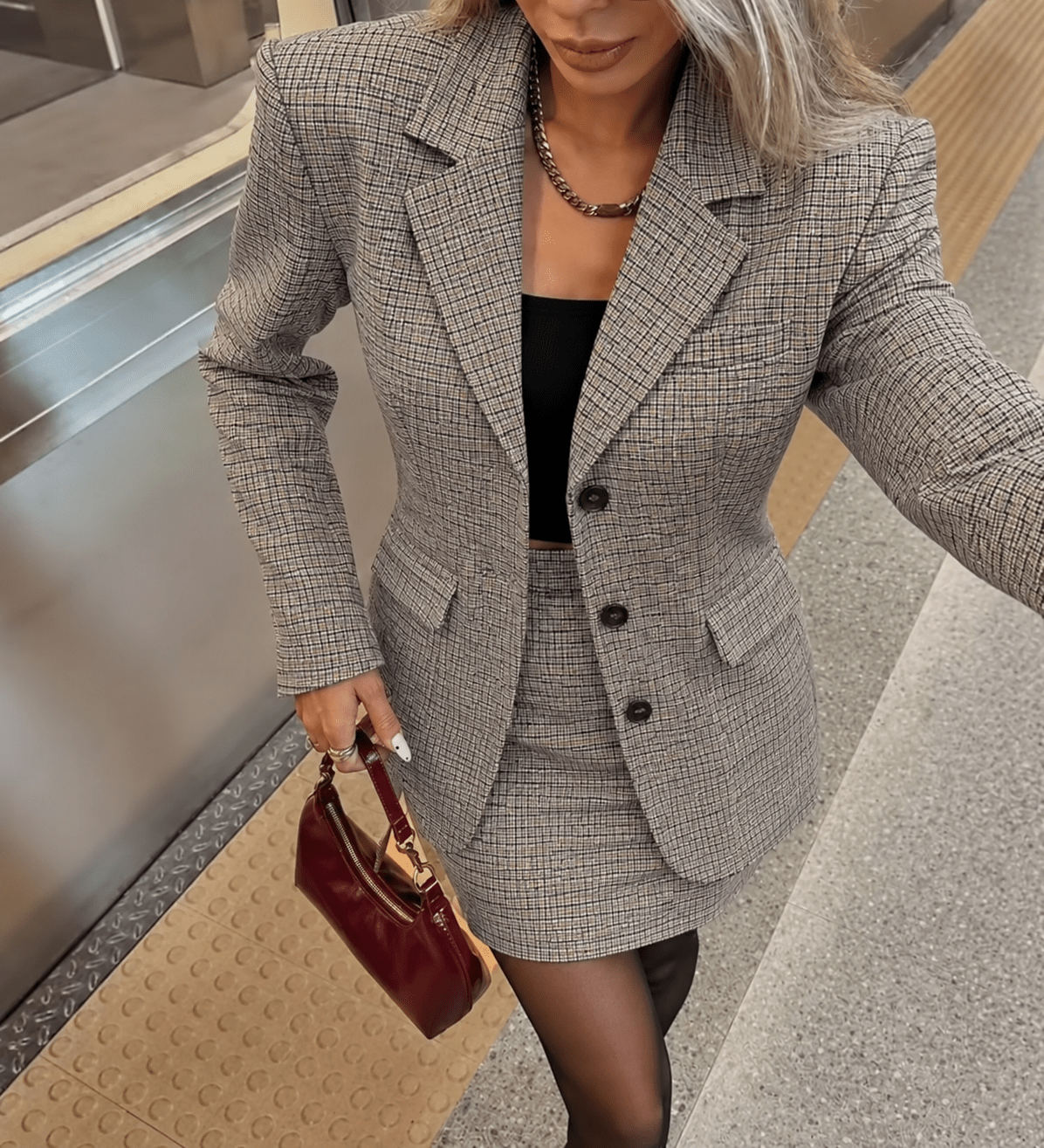 SOERA Emma Plaid Blazer Skirts Set - Matching Sets - SOERA-625667-PLA-S-59267 Plaid S