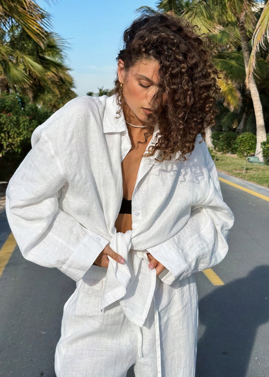 Conjunto Sophia camisa de algodón y pantalones lounge