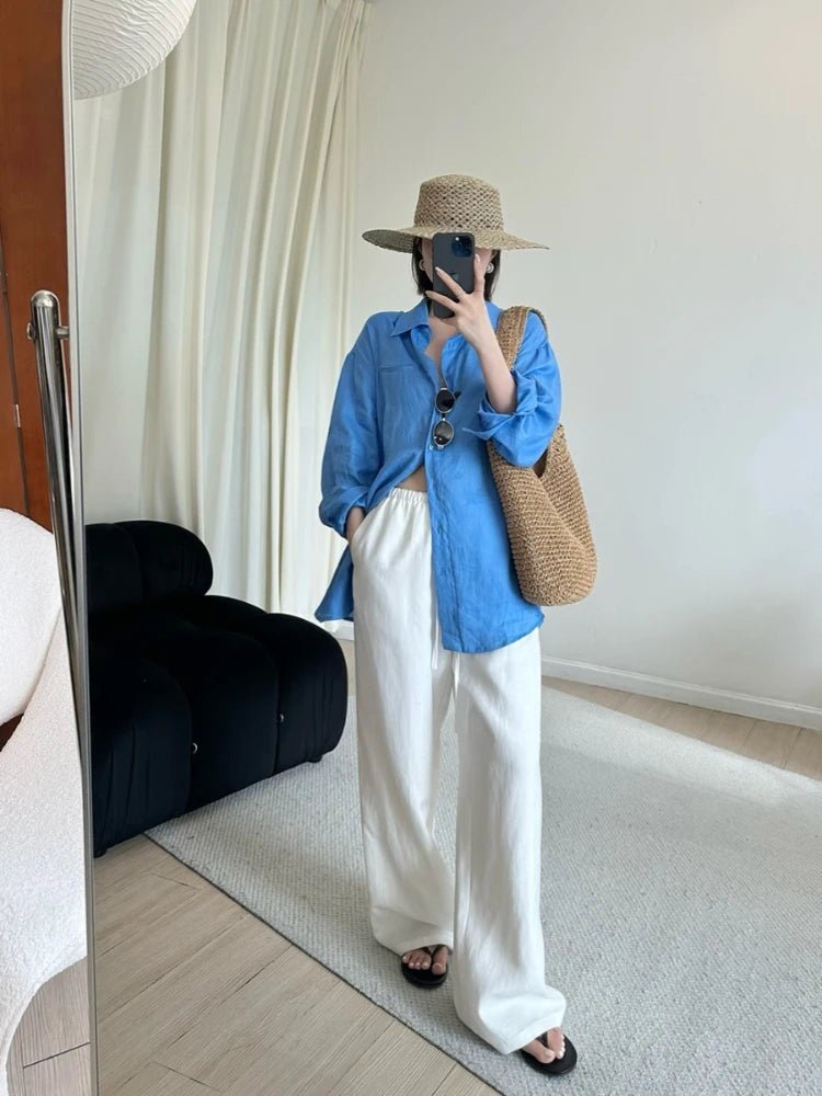 SOERA Kendall Wide Leg Linen Pants - Pants - 1005008535976378-;GI1774621567409367009 White S
