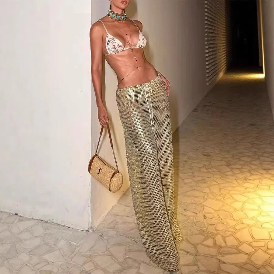 Margot Gold pantalón ancho con cordón