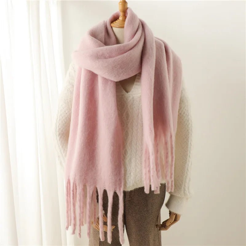 SOERA Tanya Tasseled Winter Scarf - Scarf - 1005009466241802-;LY1764703454508751606 Black