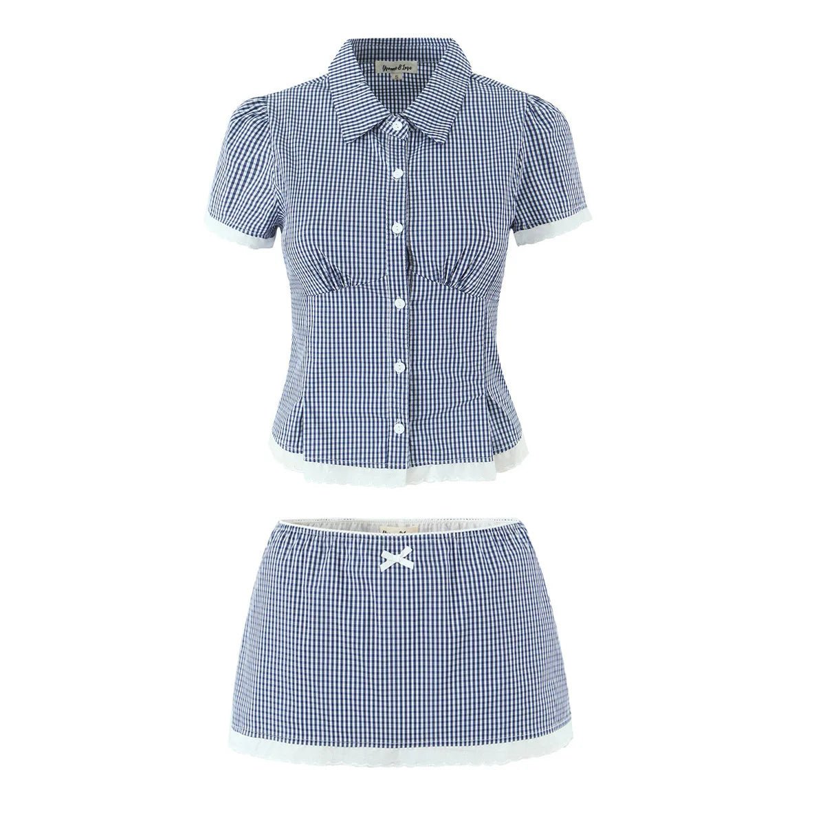 SOERA Brianna Cropped Slim - Fitting Skort Set - Set -  Set Plaid Blue XS