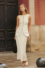 Conjunto de chaleco de lino Lorelei y falda de talle alto