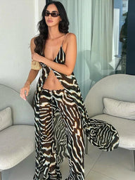مجموعة Marina بطبعة حمار وحشي من الشيفون
