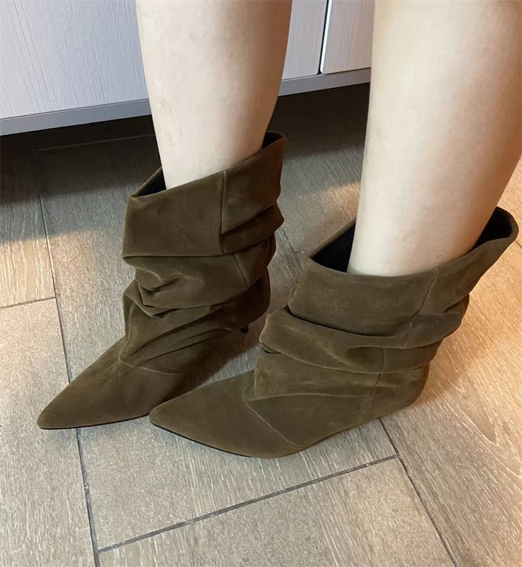 SOERA Amanda Faux Suede Ruched Ankle Boot - Shoes - SOERA-738243-BRO-37-59075 Brown 37