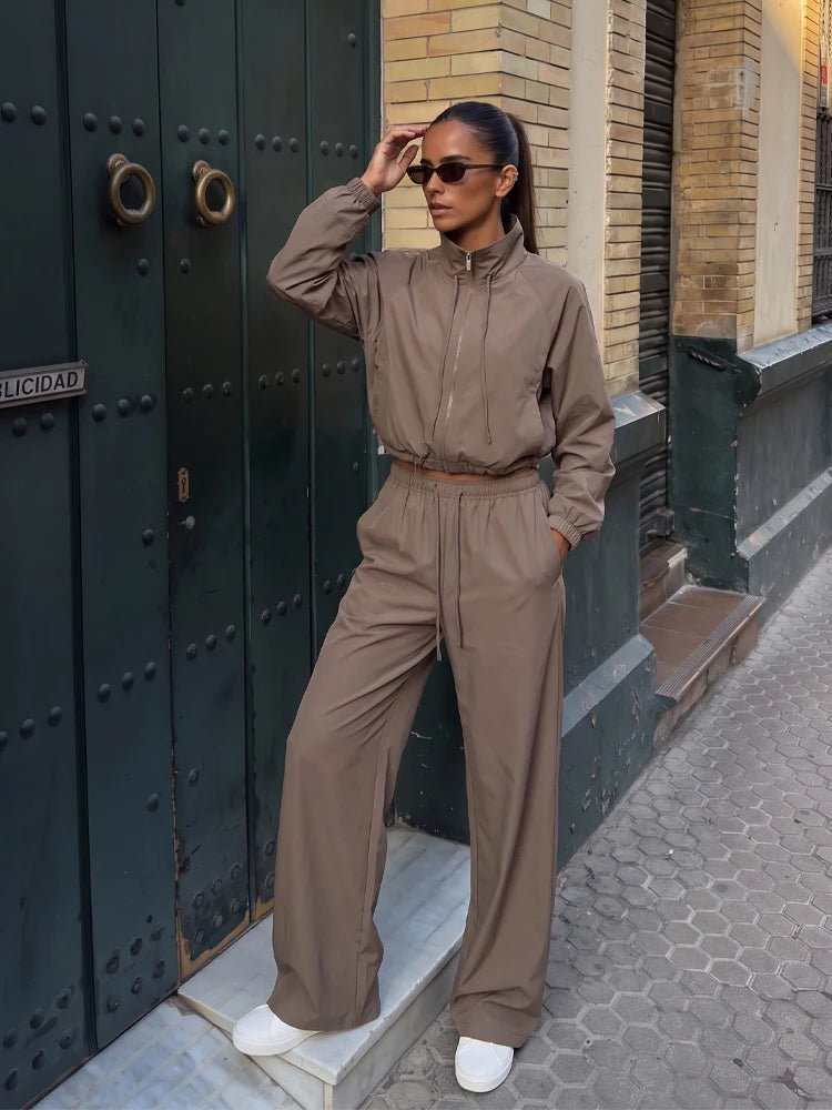 SOERA Amy Sport Suit Jacket & Wide Leg Pants - Suit - SOERA-625667-BRO-S-79971 Jacket S