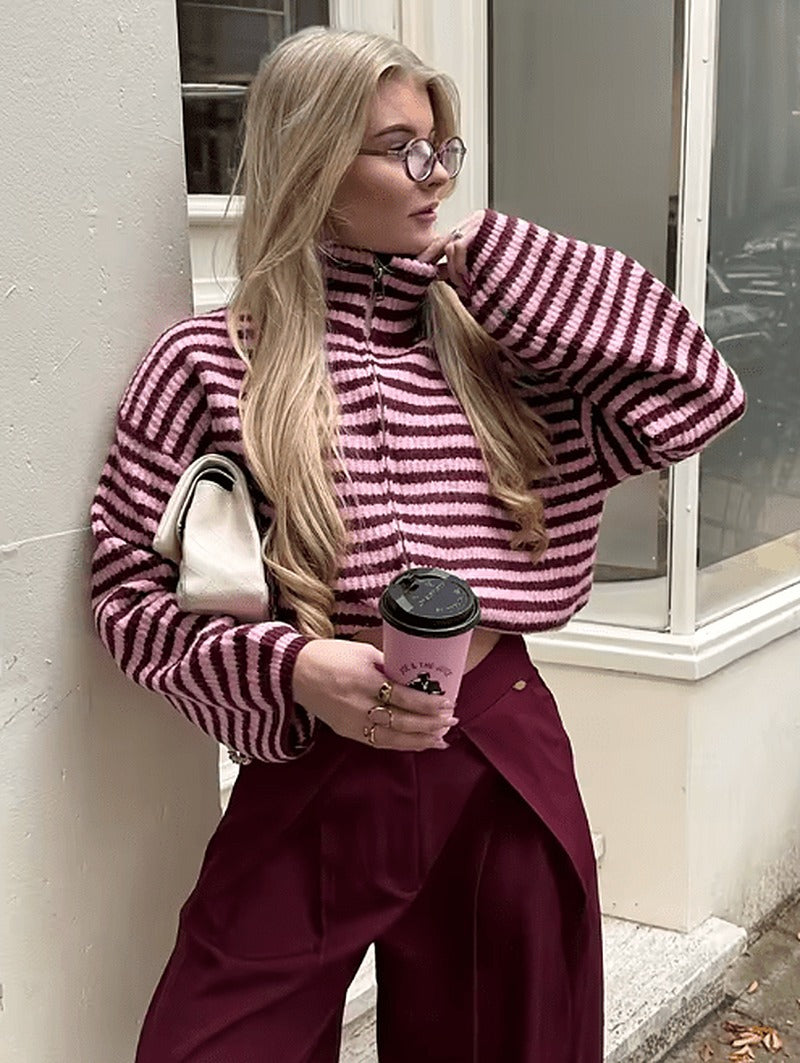 SOERA Simona Knit Zip Sweater - Sweaters & Cardigans - 1005009362328605-;um1775063642839917362 Red M
