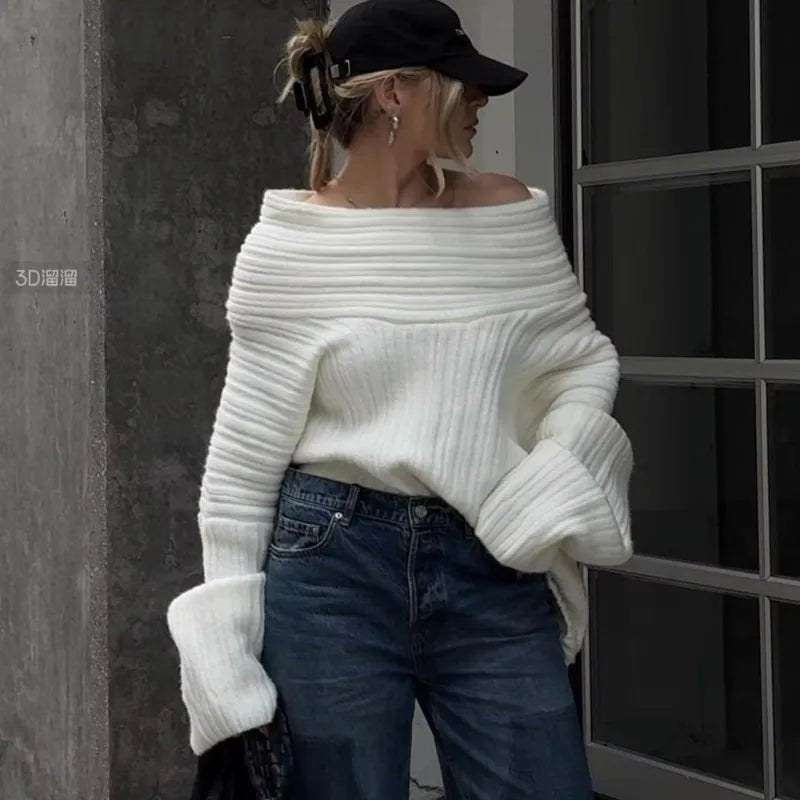 SOERA Maya Off - Shoulder Knit Sweater - Sweaters - zp1762772375814127723 Chocolate One Size