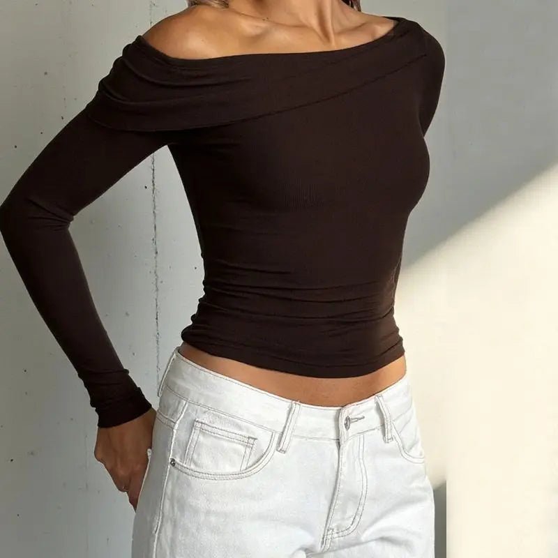 SOERA Glenda Asymmetrical Off Shoulder Top - T-Shirts - 3256810007945281-;cz1763778893778205463 White S