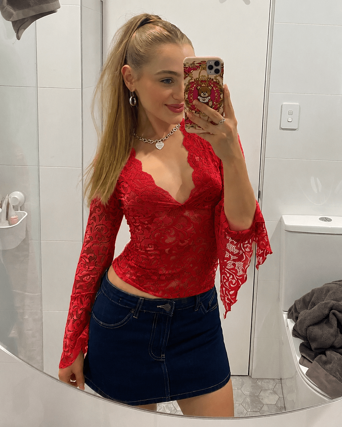 Sophia V넥 레이스 탑