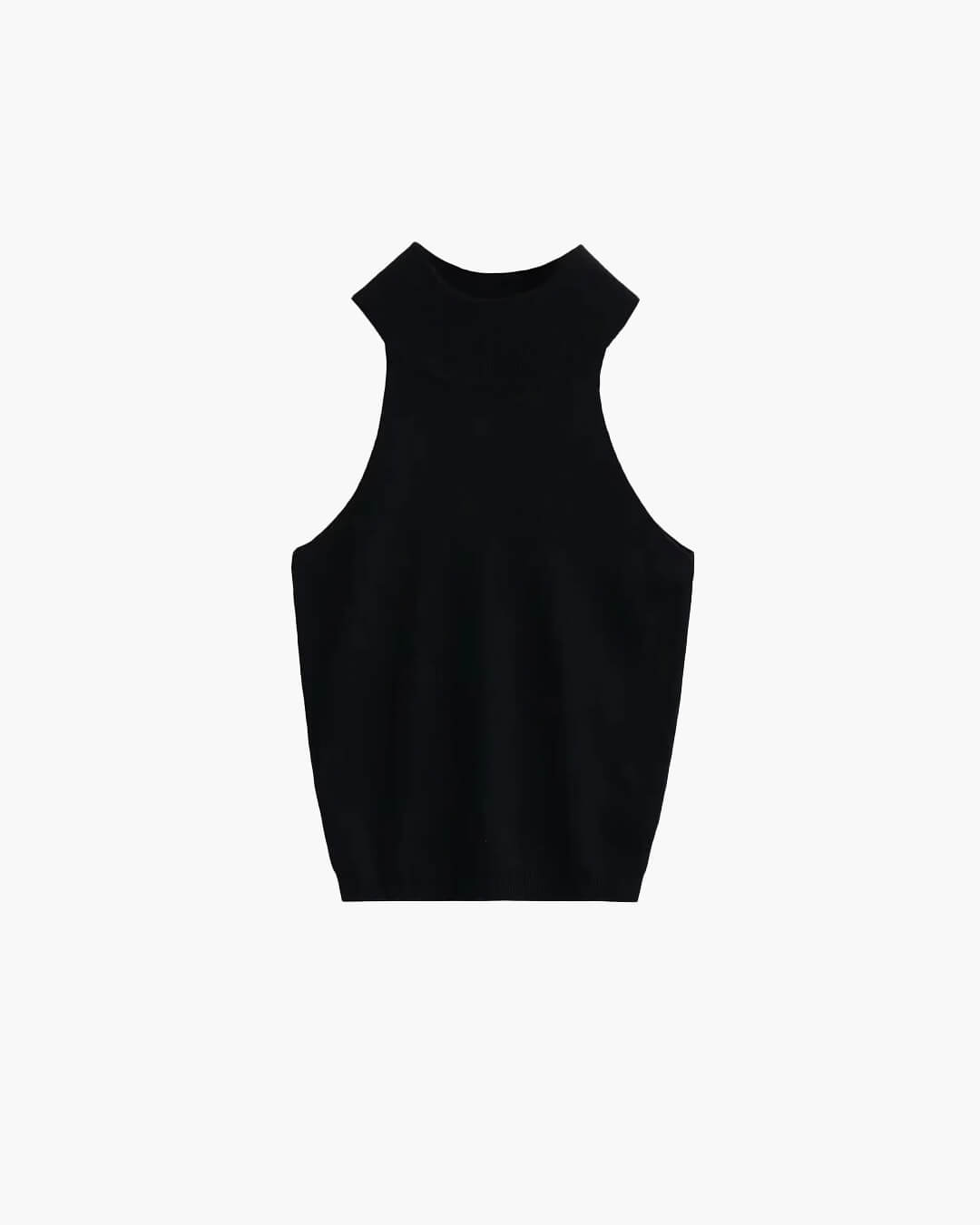 SOERA Nicky Halter Neck Sleeveless Knit Crop Top - Tops - 3256809116382364-;DV1764062902733603113 Black M