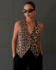 Chaleco estampado de leopardo Bianca