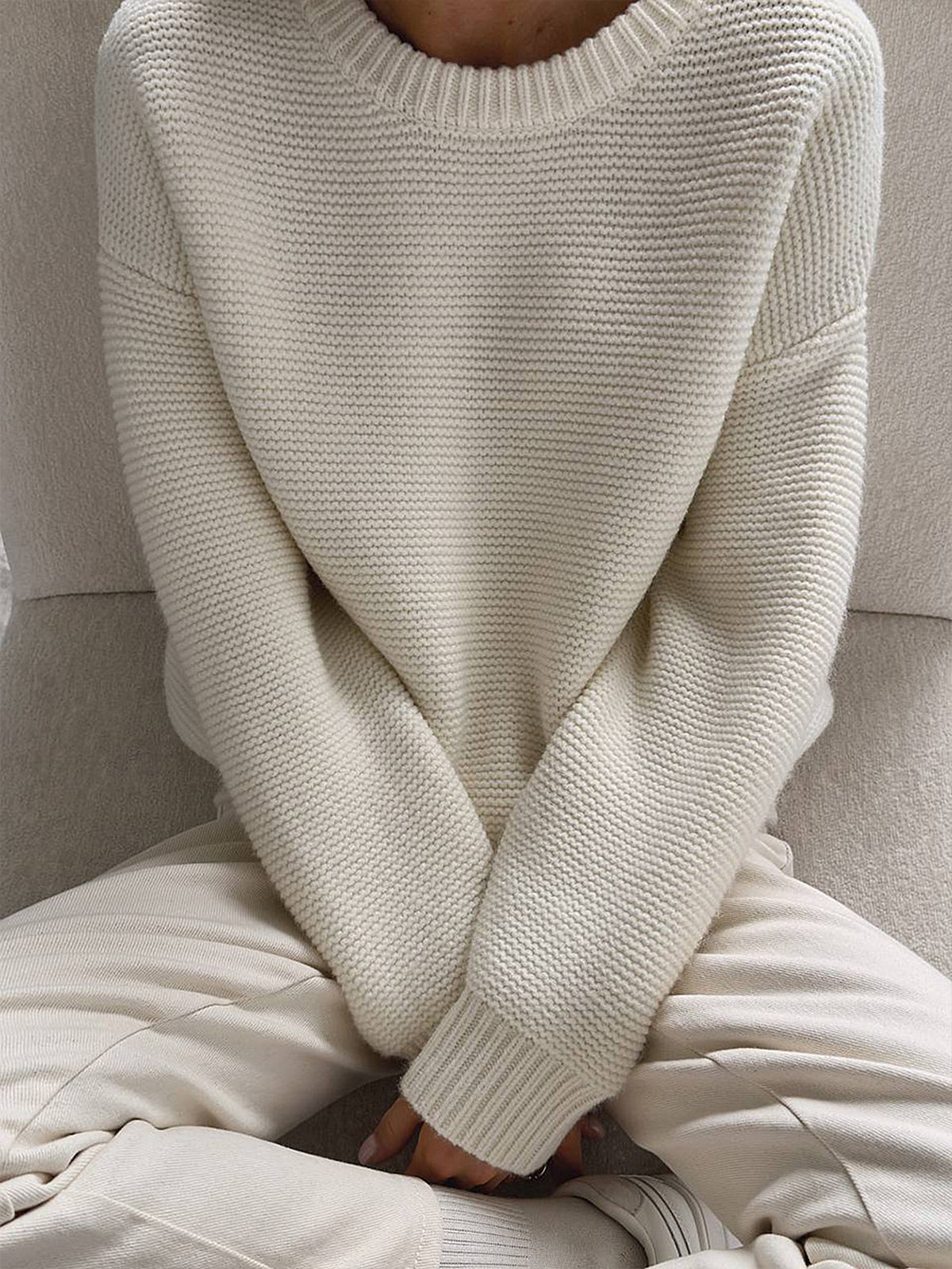 SOERA Vivienne Cotton Knit Sweater - Tops - BO1763304746552592761 White XS