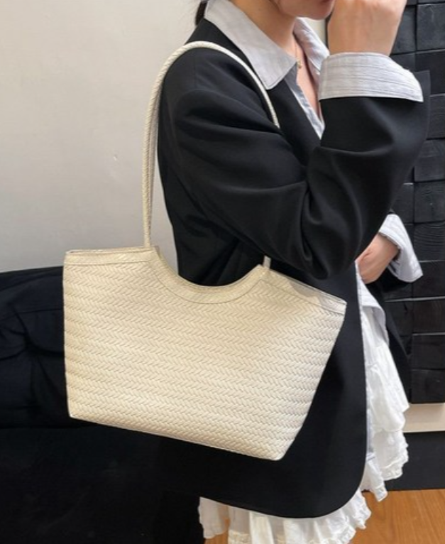 Bolsa Rica Tejida de Imitación de Cuero